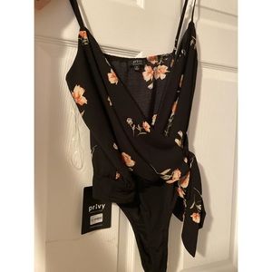 Floral wrap body suit